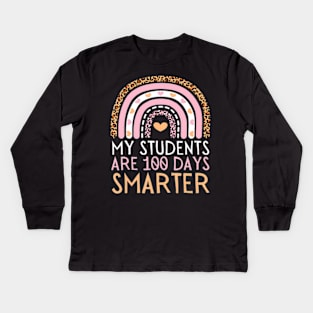 My Students Are 100 Days Smarter Teacher 100th Day Of School Kids Long Sleeve T-Shirt